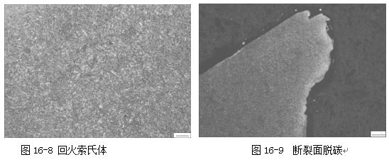 图16-8 回火索氏体 图16-9 断裂面脱碳