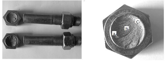 图12-51 断裂螺栓宏观形貌 螺栓断口宏观形貌