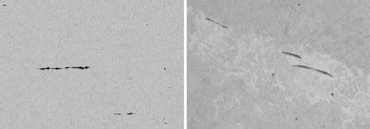 图8-103 硫化物夹杂 图8-104 硫化物夹杂