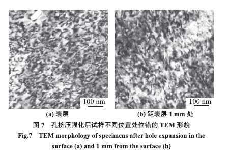 图7孔挤压后试样不同位置