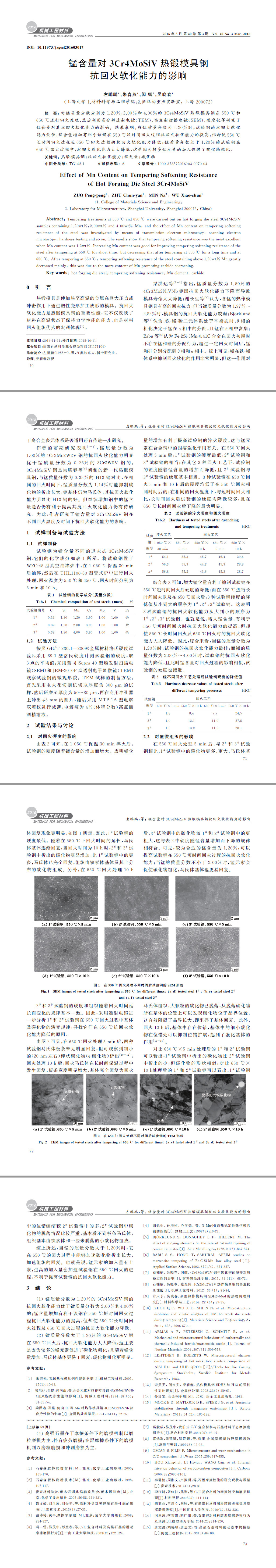 锰含量对3Cr4MoSiV热锻模具钢抗回火软化能力的影响