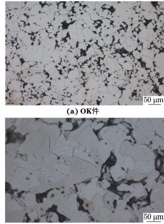 图４ OK 件及硬度异常 NG件的显微组织形貌